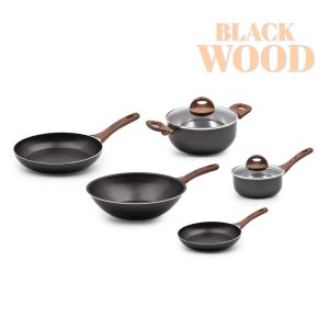 Trem Cozinha Indução 5 Peças Black Wood